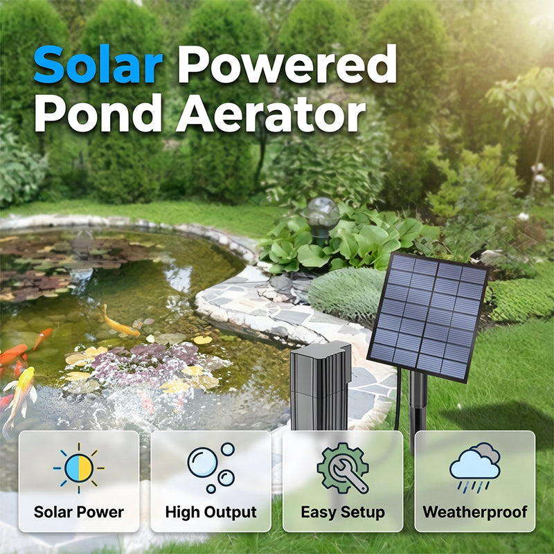 🎉 2026 Sale — Over 148,000 Sold! ☀️ Solar Pond Aerator with Air Pump – High-Efficiency Panel & 24/7 Oxygenation 🐟