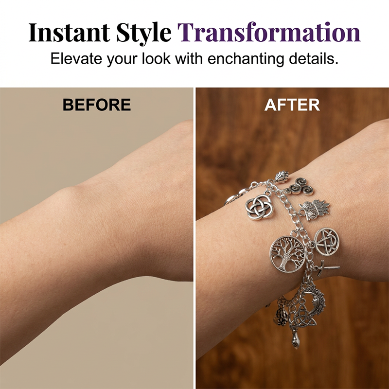 🌙 Vintage Witchy Charm Bracelet – Mystical Celestial Jewelry For Everyday Magic