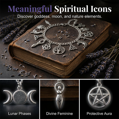 🌙 Vintage Witchy Charm Bracelet – Mystical Celestial Jewelry For Everyday Magic